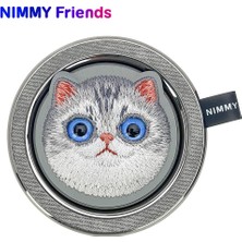 Nimmy MagSafe Uyumlu | Big Eyes Tasarım Değiştirilebilir Manyetik 3D Nakışlı Kedili Telefon Standı 2.0
