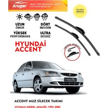 Kruger Hyundai Accent Muz Sileceği 2001 Model Araç Için (Aparatsız) Direk Montaj
