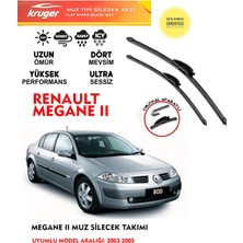 Kruger Renault Megane 2 Muz Muz Sileceği . 2005 Model Araç Için (Aparatsız) Direk Montaj .