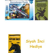 Ravensburger 100P Puzzle Uzay Görevi + Dünyanın Merkezine Yolculuk + Siyah Inci Hediye