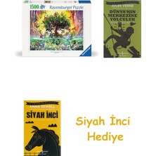 Ravensburger 1500P Puzzle Unikornlar, Yapboz + Dünyanın Merkezine Yolculuk + Siyah Inci Hediye