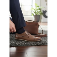 Enoch Erkek Hakiki Deri Klasik Ayakkabı Dokulu Saya ve Hafif Comfort Tabanlı Bağcıklı Model