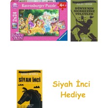 Ravensburger 89529 Wd 2X24P Puzzle Prenses'ın Arkadaşları + Dünyanın Merkezine Yolculuk + Siyah Inci Hediye