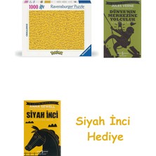 Ravensburger 1000P Puzzle Pokemon Pikachu, Yapboz + Dünyanın Merkezine Yolculuk + Siyah Inci Hediye