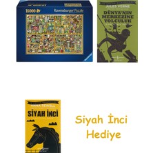 Ravensburger Puzzle, Bookcase, 18000 Parça + Dünyanın Merkezine Yolculuk + Siyah Inci Hediye