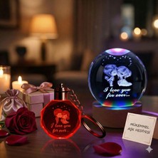 Hayke Sevgiliye Özel Işıklı Kristal Cam Küre LED Lamba ve Anahtarlık Seti – Romantik Sevgililer Günü Hediyesi