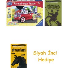 Ravensburger Wd Mickey Mousse 2X12P Yapboz 75652 + Dünyanın Merkezine Yolculuk + Siyah Inci Hediye