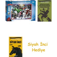 Ravensburger 100 Parça Yapboz Avengers + Dünyanın Merkezine Yolculuk + Siyah Inci Hediye