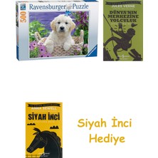 Ravensburger 500 Parça Yapboz Golden Retriever + Dünyanın Merkezine Yolculuk + Siyah Inci Hediye