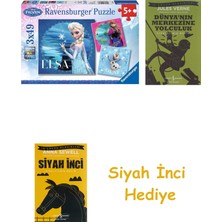 Ravensburger Puzzle 3X49 Parça Disney Frozen Renkli 6+ + Dünyanın Merkezine Yolculuk + Siyah Inci Hediye