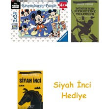 Ravensburger 2X24 Parça Disney Mickey Mouse Film Puzzle + Dünyanın Merkezine Yolculuk + Siyah Inci Hediye