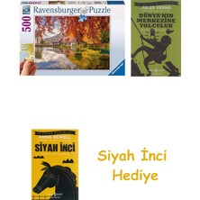 Ravensburger 500 Parça Puzzle Değirmen (136728) + Dünyanın Merkezine Yolculuk + Siyah Inci Hediye