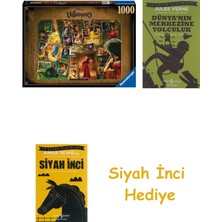 Ravensburger 168880 1000 Parçalı Puzzle Disney Villains: Mother Gothel, Renkli + Dünyanın Merkezine Yolculuk + Siyah Inci Hediye