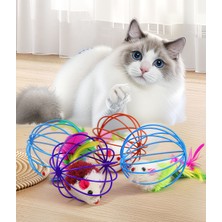 Normadia Renkli Kafesli Peluş Fare Kedi Oyuncağı, Eğlenceli ve Sevgi Dolu Oyun Arkadaşı