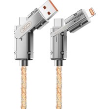 Xo 60W Hızlı Şarj Destekli 4'ü 1 Arada Işıklı Type-C ve Lightning Şarj Kablosu (NB276)