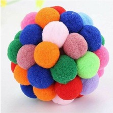 Normadia Renkli Ponpon ve Çıngıraklı Kedi Oyuncak Topu, Eğlence Dolu Anlar Için