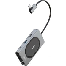Xo Type-C 9'u 1 Arada HDMI, Ethernet ve 15W Kablosuz Şarj Destekli Çok Fonksiyonlu Çoklayıcı HUB