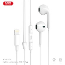 XO EP70 iPhone Uyumlu Mikrofonlu Kulak İçi Kulaklık - Ses Kontrollü Beyaz Kablolu Kulaklık