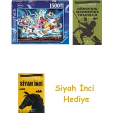 Ravensburger 163182 Wd Hikaye Kitabı Yetişkin Puzzle, 1500 Parça, Çok Renkli + Dünyanın Merkezine Yolculuk + Siyah Inci Hediye