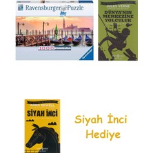 Ravensburger 1000 Parçalı Panoramik Puzzle Gondollar + Dünyanın Merkezine Yolculuk + Siyah Inci Hediye