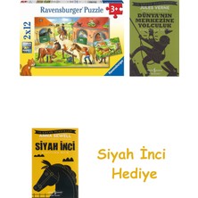 Ravensburger 51786 Ahırda Çocuk Puzzle, 212 Parça + Dünyanın Merkezine Yolculuk + Siyah Inci Hediye