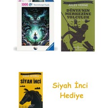 Ravensburger, 1000P Puzzle Alice Harikalar Diyarında, Yetişkin Puzzle + Dünyanın Merkezine Yolculuk + Siyah Inci Hediye