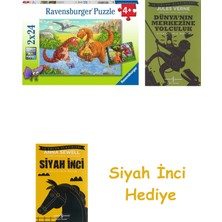 Ravensburger Puzzle, Dinos, 2X24 Parça + Dünyanın Merkezine Yolculuk + Siyah Inci Hediye
