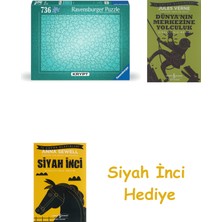 Ravensburger, 736P Puzzle Krypt Metalik Mint, Yetişkin Puzzle + Dünyanın Merkezine Yolculuk + Siyah Inci Hediye