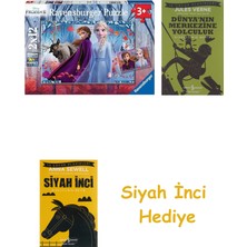 Ravensburger Puzzle 2X12 Parça Disney Frozen Renkli 3+ + Dünyanın Merkezine Yolculuk + Siyah Inci Hediye