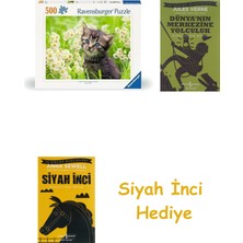 Ravensburger 500P Puzzle Kedi Foto, Yapboz + Dünyanın Merkezine Yolculuk + Siyah Inci Hediye