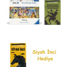 Ravensburger Disney Karakterleri Panoramik Puzzle 1000 Parça + Dünyanın Merkezine Yolculuk + Siyah Inci Hediye