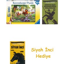Ravensburger 300 Parça Puzzle Nehirde Atlar + Dünyanın Merkezine Yolculuk + Siyah Inci Hediye