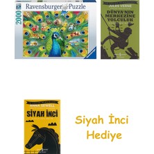 Ravensburger 2000 Parça Tavus Kuşu Puzzle + Dünyanın Merkezine Yolculuk + Siyah Inci Hediye