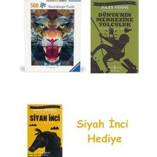 Ravensburger 500P Puzzle Köşeli Aslan, Yapboz + Dünyanın Merkezine Yolculuk + Siyah Inci Hediye