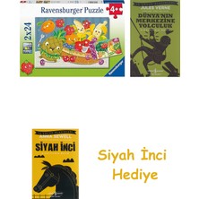 Ravensburger 2X24 Parçalı Puzzle Meyveler + Dünyanın Merkezine Yolculuk + Siyah Inci Hediye