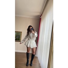 Fırfırlı Saten Gömlek Elbise