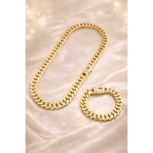 Stainless Steel 2'li Set Küba Kolye ve Bileklik