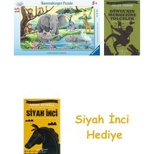 Ravensburger 15 Parça Hayvanlar Yapboz + Dünyanın Merkezine Yolculuk + Siyah Inci Hediye