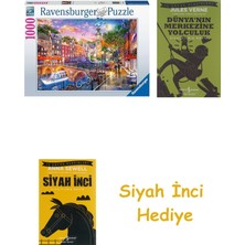 Ravensburger 1000 Parça Amsterdam Puzzle + Dünyanın Merkezine Yolculuk + Siyah Inci Hediye