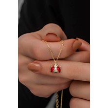 PremiumPort 925 Ayar Gümüş Mineli Uğur Böceği Kolye, Şık ve Zarif Takı