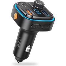 Xo 3 Çıkışlı Hızlı Araç Şarj Cihazı ve Bluetooth 5.0 FM Transmitter Led Ekranlı