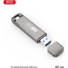 Xo 512GB USB 3.2 ve Type-C Çift Girişli 450MB/S Yazma Hızı, Darbeye Dayanıklı Metal SSD Flash Bellek