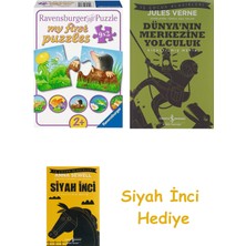 Ravensburger 73139 Puzzle Bahçe Hayvanları, 9 x 2 Parça + Dünyanın Merkezine Yolculuk + Siyah Inci Hediye