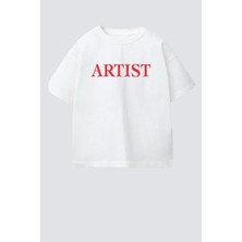 Monila Unisex Çocuk Pamuklu Bisiklet Yaka Baskılı T-Shirt