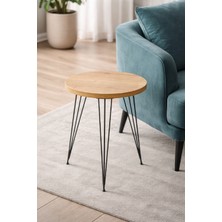 Zigon Sehpa, Tekli Zigon Sehpa, Yuvarlak, Dekoratif, Özel Tasarım- Safir Meşe