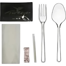 Şengür Ambalaj Lüks 6’lı Kalın Plastik Çatal Kaşık Yemek Seti - 100'LÜ Paket