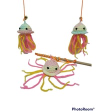 Normadia Sevimli Amigurumi Ahtapot Figürlü Çanlı Kedi Oltası