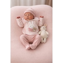 Süzine Tavşan Nakışlı Yeni Doğan 3'lü Hastane Çıkış Seti