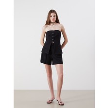 Lc Waikiki Yeni Sezon Loose Fit Keten Karışımlı Kadın Pileli Şort