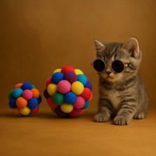 Normadia Renkli Peluş Top, Yumuşak Tüylü Köpek ve Kedi Oyunu Için